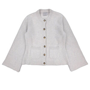 NEW Modern Citizen Merino Wool Maeve Cardigan Old Money Quiet Luxury Preppy Gray